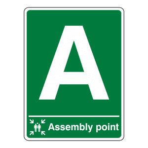 Sign AP19: Alphabetical / Numerical Assembly Point With Group Symbol