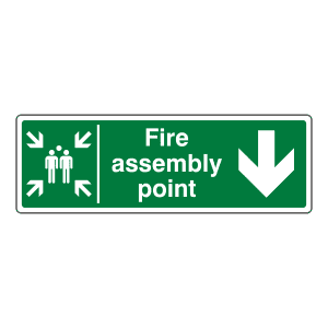 Fire assembly point direction sign - Down