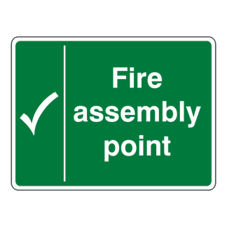 Fire Assembly Point With Tick Symbol: Sign AP3