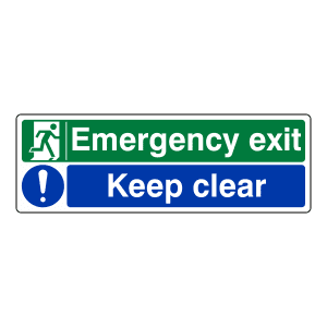 Emergency Exit Keep Clear: Sign EE1