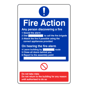 Standard Fire Action Notice Sign