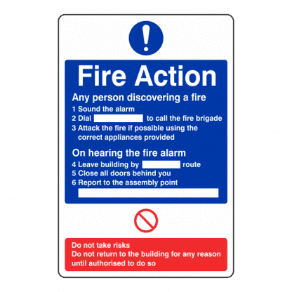 Standard Fire Action Notice: Sign FA1