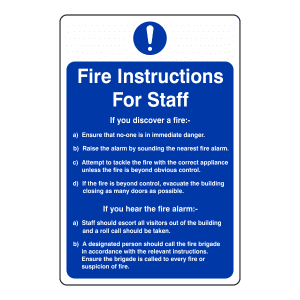 Staff Fire Action Instructions: Sign FA13