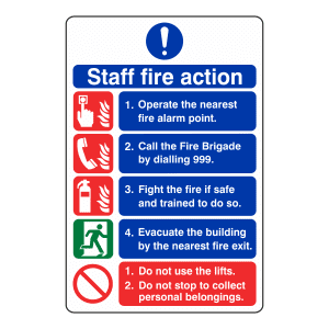 Pictorial Staff Fire Action Notice: Sign FA15