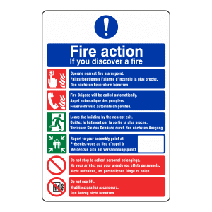 Multilingual Fire Action Notice: Sign FA17
