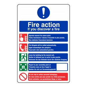 Multilingual Fire Action Notice - (No Lifts): Sign FA19