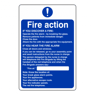 Hospital Fire Action Notice: Sign FA27