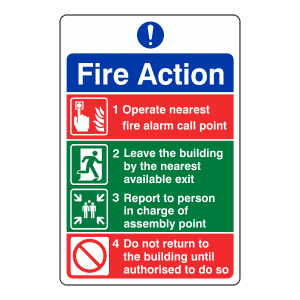 Image of 4 point fire action notice.