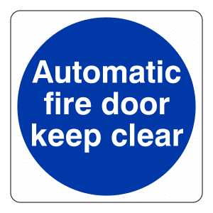 Automatic Fire Door Keep Clear: Sign FD2