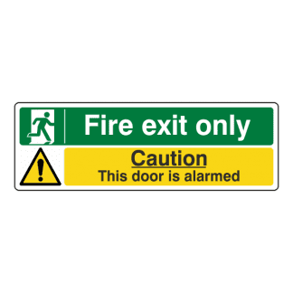 Fire Exit Only Door Alarmed: Sign FE13