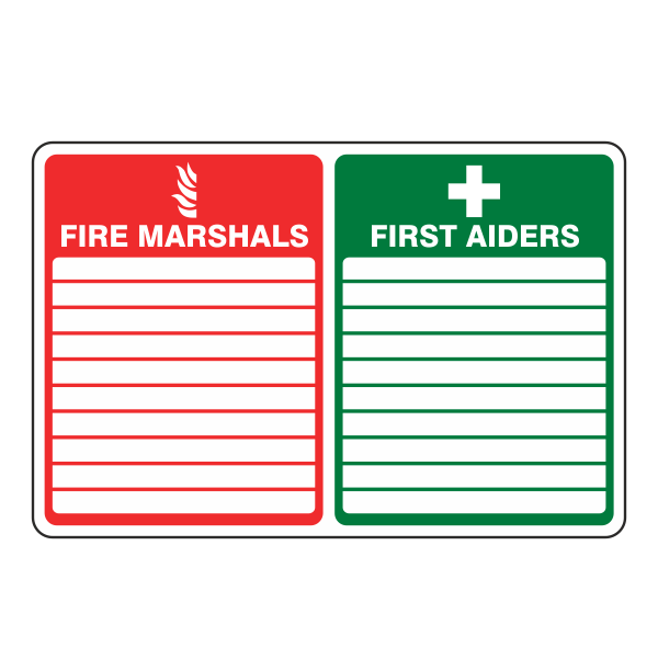 First Aider and Fire Marshal Identification: Sign FI33