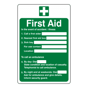 First Aid Instructions: Sign FI35