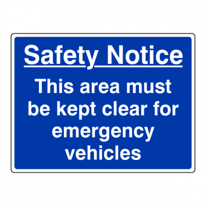 Area must be kept clear for emergency vehicles sign CS61