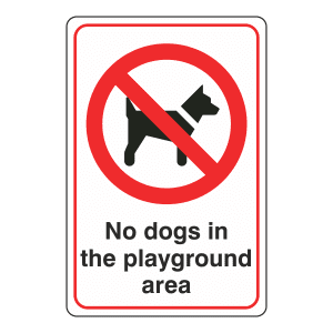 No Dogs In The Playground Area: Sign DP4