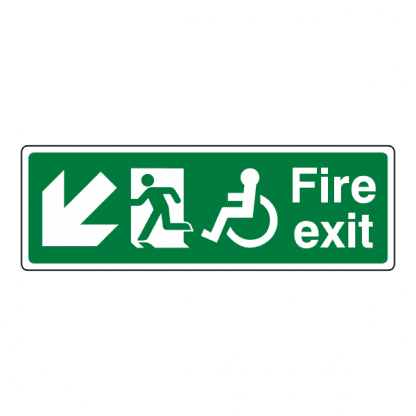 Disabled Fire Exit Down/Left Sign FE44