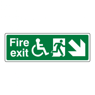 Disabled Fire Exit Down/Right Sign FE45