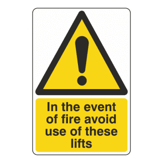 LW8: In The Event Of Fire Avoid Use Of These Lifts sign