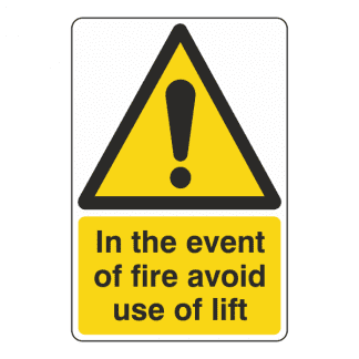 LW9: In The Event Of Fire Avoid Use Of Lift sign