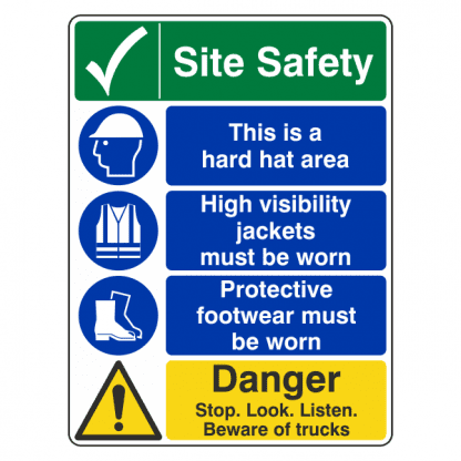 PPE stop look listen site safety sign SA5
