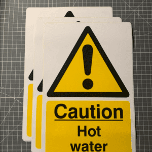 Caution hot water sign