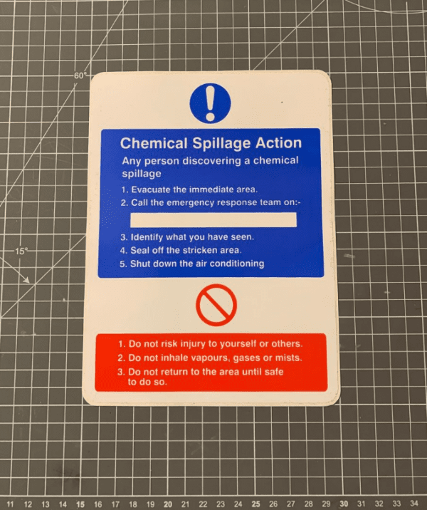 Chemical Spillage Action Sign