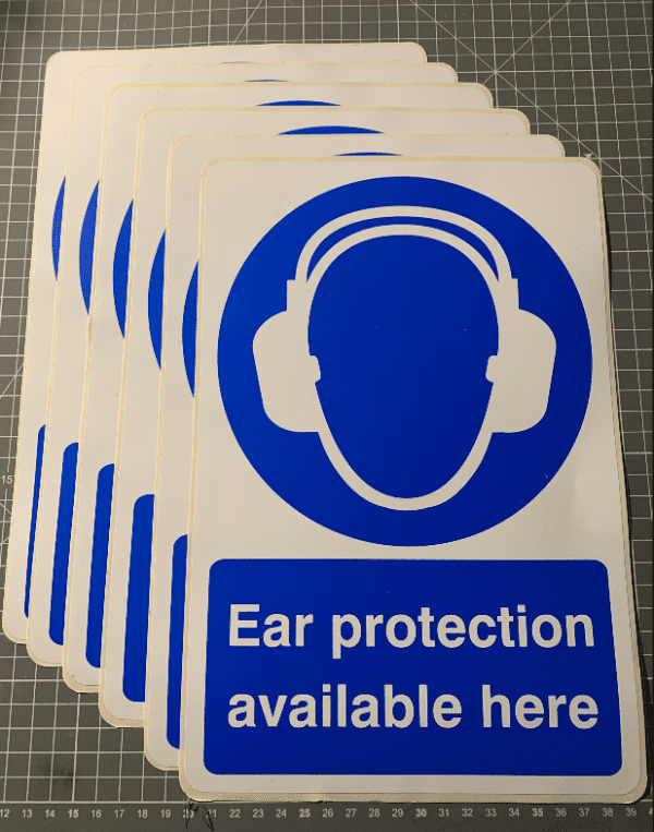 Ear protection available here sign