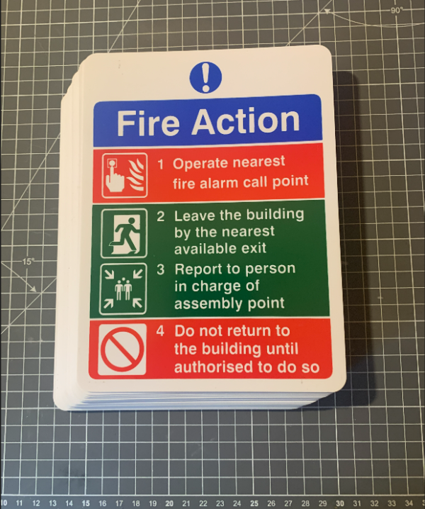FA4 4-point fire action notice