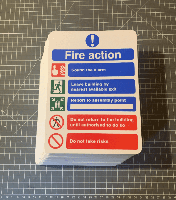 FA6 5-point fire action notice on rigid plastic 150x200mm