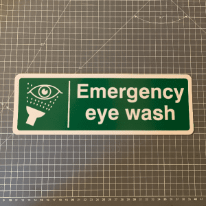 Emergency eye wash sign - 300x100mm, rigid plastic
