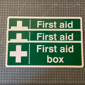 First Aid Box Sign - 300x100mm, rigid plastic