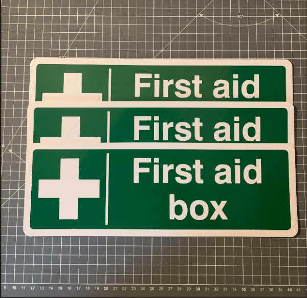 First Aid Box Sign - 300x100mm, rigid plastic