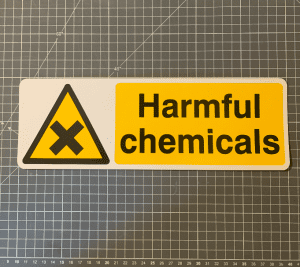 Harmful Chemicals Sign - 300x100mm, rigid plastic
