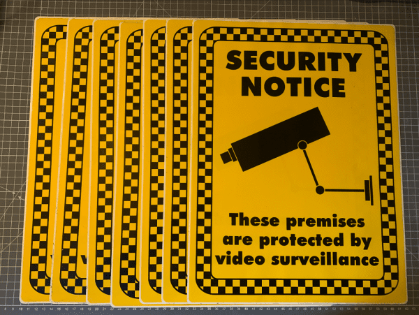 Premises protected by video surveillance sign.