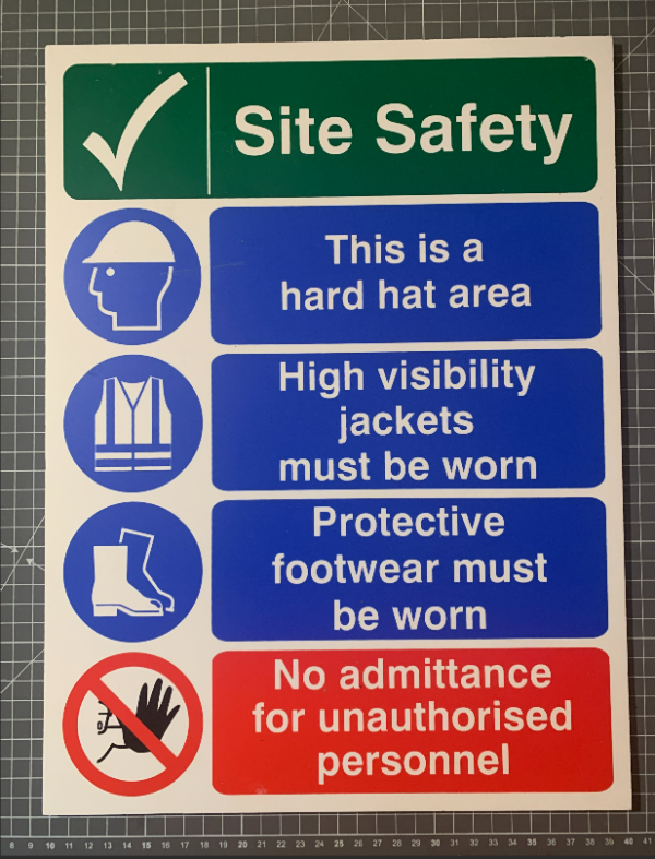 Site safety sign - 300x400mm on foamex