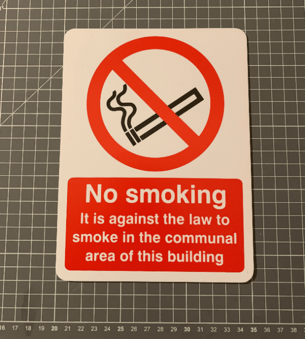 Communal Area No Smoking Sign