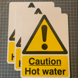 Caution Hot Water Sign 150x200mm rigid plastic