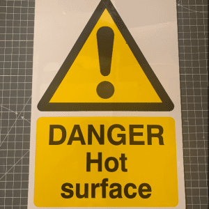 Hot Surface Sign 200x300mm on 1mm rigid plastic