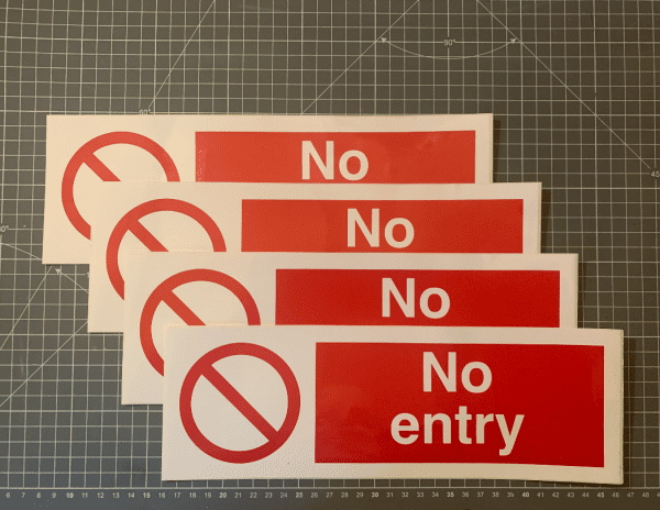 No Entry Sign - 300x100mm, self adhesive vinyl