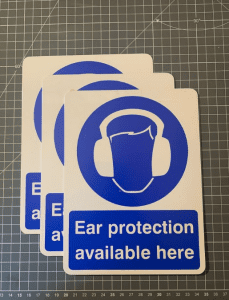 Old style ear protection available here sign