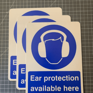 Old style ear protection available here sign