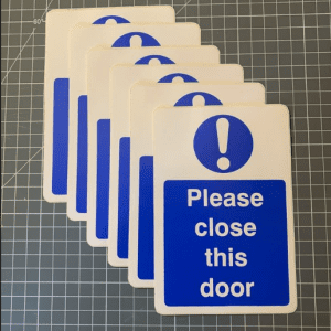Please Close This Door Sign - 100x150mm, self adhesive