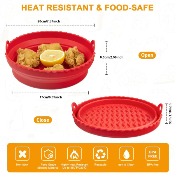 Silcone air fryer liner dimensions image