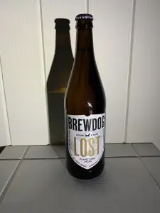 A full 660ml bottle of Brewdog Lost Lager.