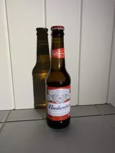 A full 330ml bottle of Budweiser.