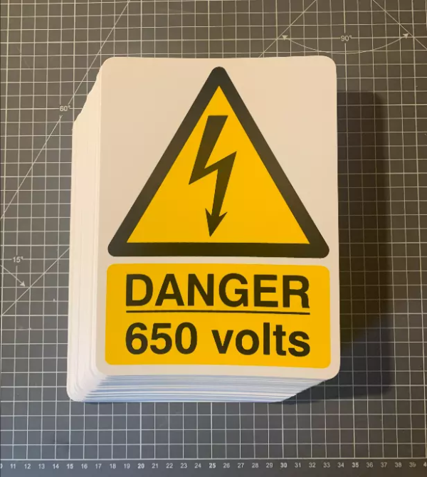 Danger 650 Volts Sign