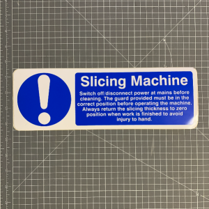 Self adhesive slicing machine sign