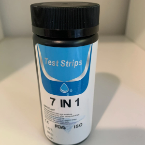 Tub of water dip test strips.