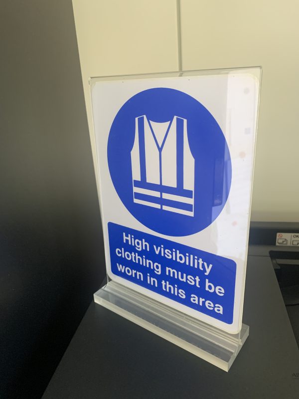 A5 Acrylic Sign Stand With Sign Inserted