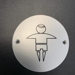 Brushed Silver Boys Toilet Sign