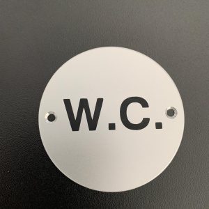 Brushed Silver WC Sign.
